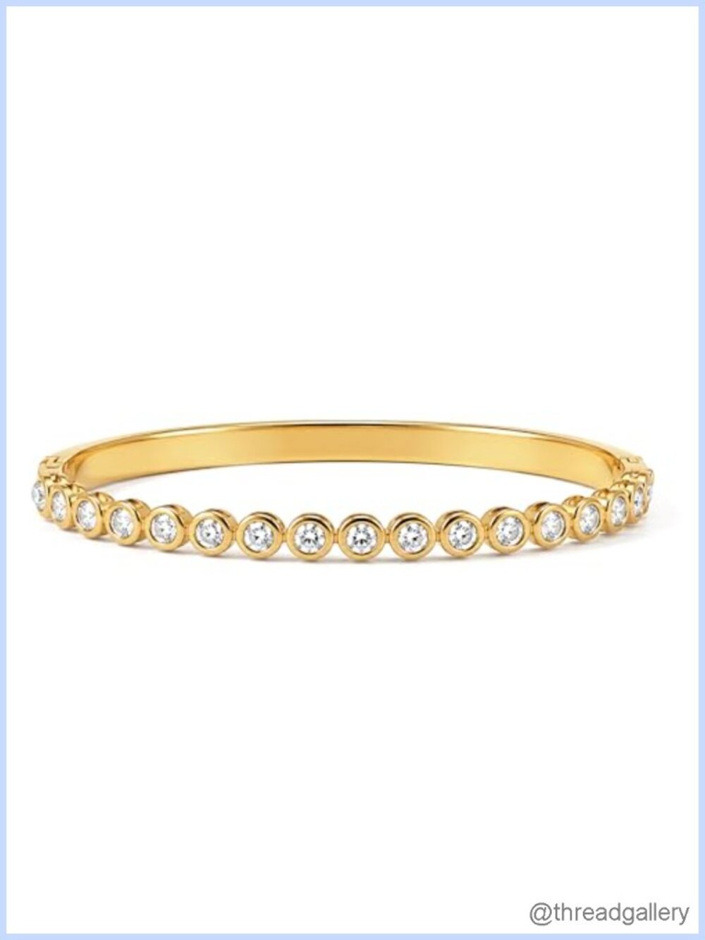 18K Gold Plated Stainless Steel Cubic Zirconia Tennis Bangle Bracelet for Women